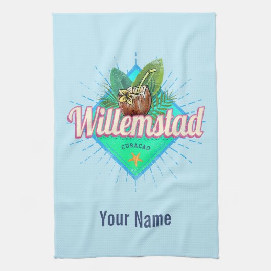 ウィルレンスタッドキュラカオバケーションカリブのヴィンテージ キッチンタオル (縦)