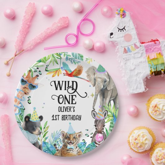 ウィル誕生日サファリ動物 ペーパープレート (パーティー)
