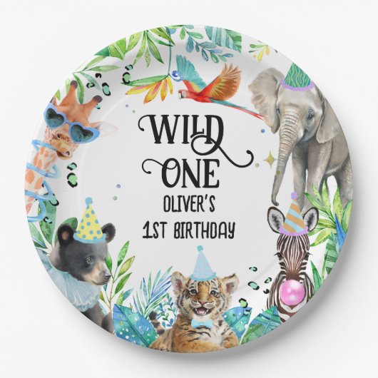 ウィル誕生日サファリ動物 ペーパープレート (正面)