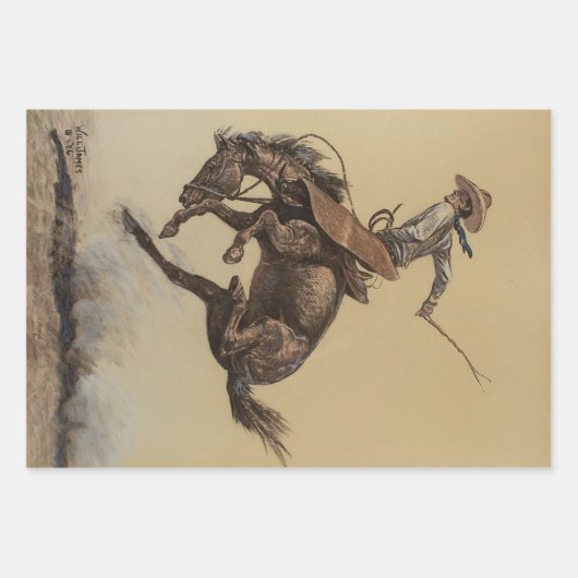 ウィル・ジェームズによる西洋美術「あばら馬」 ラッピングペーパーシート (正面)