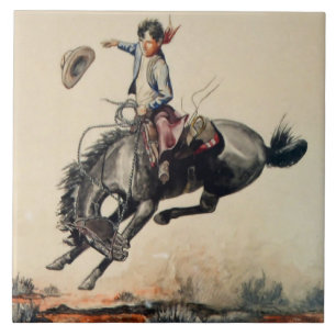 ウィル・ジェームズによる「Young Cowboy」 タイル