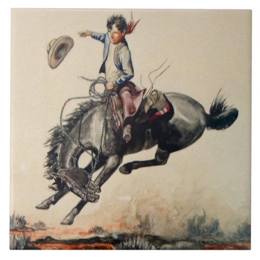 ウィル・ジェームズによる「Young Cowboy」 タイル (正面)