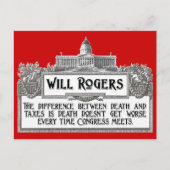 ウィル・ロジャーズ引用文の死と税 ポストカード (正面)