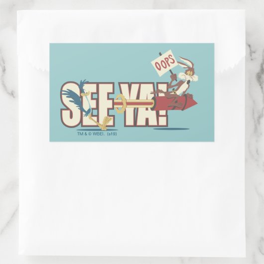 ウィル・E・コヨーテ™ロッケティング過去ロードランナー™ 長方形シール (バッグ)