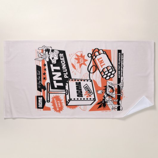 ウィル・E・コヨーテ™ | ACME TNTダイナマイトプランジャー ビーチタオル (正面)