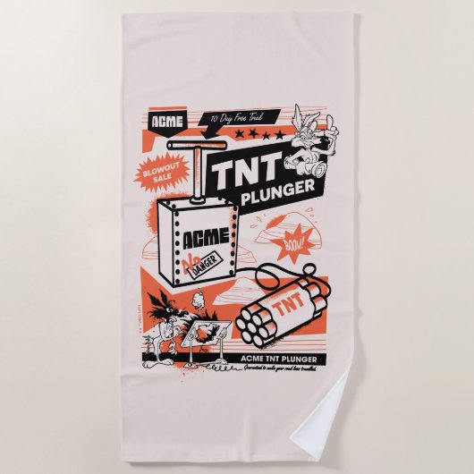 ウィル・E・コヨーテ™ | ACME TNTダイナマイトプランジャー ビーチタオル (正面)