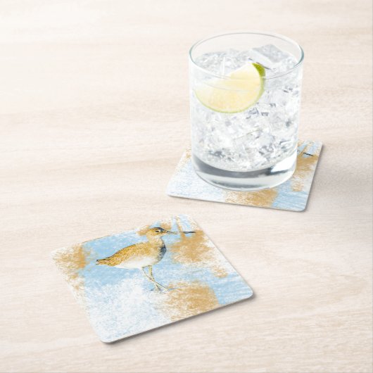 ウィレットショアバードのアートワークビーチ&コースタルリビング スクエアペーパーコースター (インサイチュ)