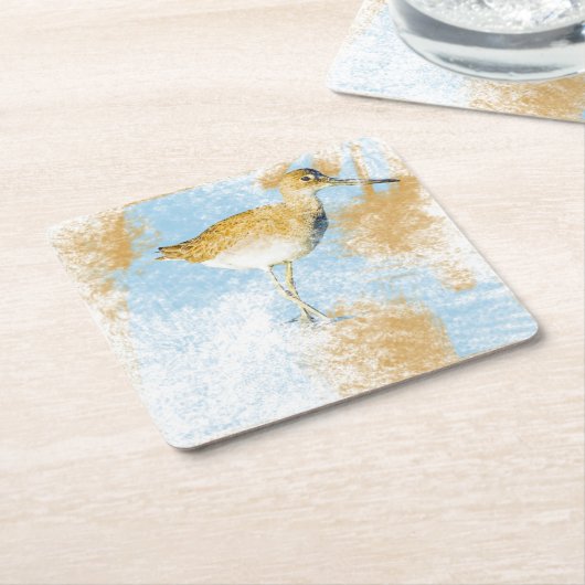ウィレットショアバードのアートワークビーチ&コースタルリビング スクエアペーパーコースター (アングル)
