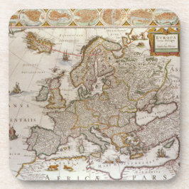 ウィレム・ブラウによる1617年頃のヨーロッパの古地図 コースター