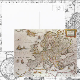 ウィレム・ブラウによる1617年頃のヨーロッパの古地図 ポストカード