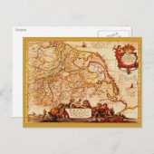 ウィレム・ブラウ旧ラインレント地図　歴史的ポストカード ポストカード (正面/裏面)