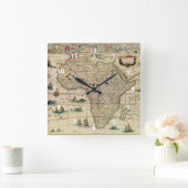 ウィレムJanszoon Blaeu著ヴィンテージの1660年代のアフリカの地図 スクエア壁時計 (ホーム)