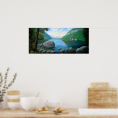 ウィロウバイレイクウェストモアバーモントオイルペインティング ポスター (キッチン)