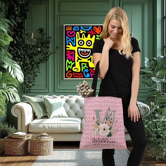 ウィローの優雅な強さ – Bohoフローラモノグラム クロスボディバッグ