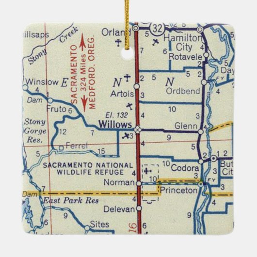 ウィローズCAヴィンテージマップ セラミックオーナメント (裏面)