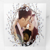 ウィローツイセルリアンブルーフローラ結婚リース 三つ折り招待状 (内部最初)