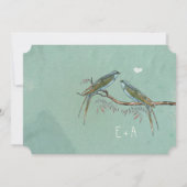 ウィローツリーグローブグリーンブルーラブバード結婚ズ 招待状 (裏面)