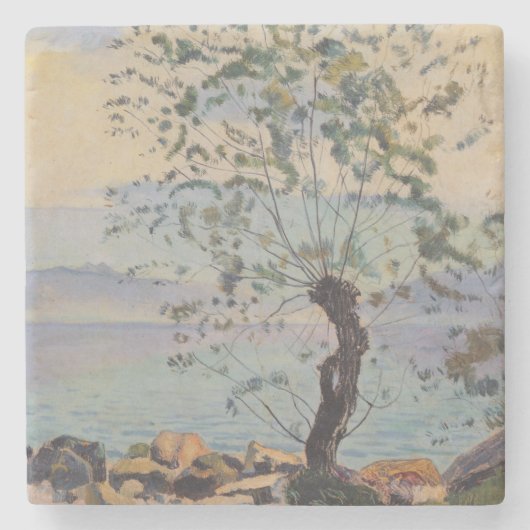 ウィローツリーバイザレイク（スイスの風景） ストーンコースター (正面)