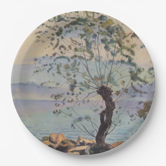 ウィローツリーバイザレイク（スイスの風景） ペーパープレート (正面)
