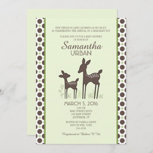 ウィローディアーグリーンベビーシャワー招待状 招待状 (正面/裏面)