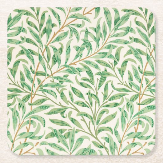 ウィローバウWilliam Morrisパターン スクエアペーパーコースター (正面)