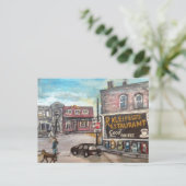 ウィロービー市中心部、犬の散歩 ペイント ポストカード (スタンド正面)