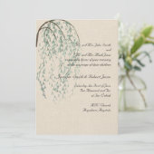 ウィローブランチインブラウンとティール(緑がかった色)結婚式招待状 招待状 (スタンド正面)