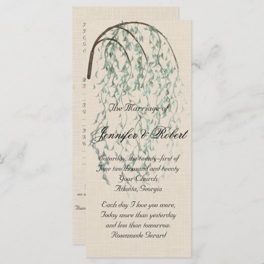 ウィローブランチオンリネン結婚式 プログラム (正面/裏面)