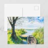 ウィローボート穏やかな川のアクアレルハベルランド シーズンポストカード (正面/裏面)