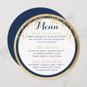 ウィローモダンツリーネイビー青金ゴールドのメ結婚ニュー メニュー (正面/裏面)