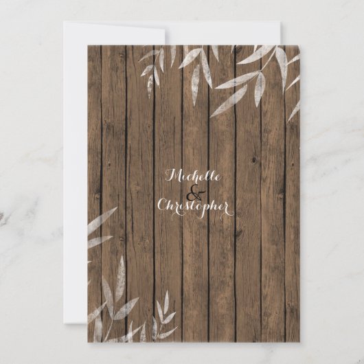 ウィロー素朴～木材の背景結婚式招待状 招待状 (裏面)