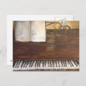 ウィロー絵を描カデザインによるピアノのはがき ポストカード (正面/裏面)