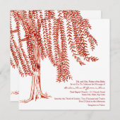 ウィロー赤と白ツリー結婚式招待状 招待状 (正面/裏面)
