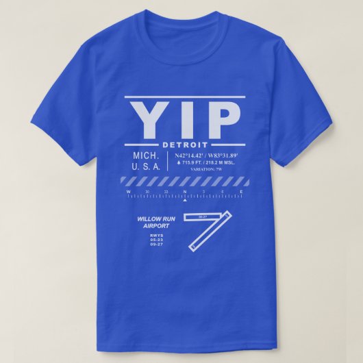 ウィロー・ラン空港 YIP Tシャツ (デザイン正面)