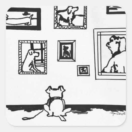 ウィロ最高のフ・キャデザーズによるドッグ・ラインスケッチ スクエアシール (正面)