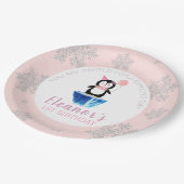 ウィンガーリーターキュートペンギンピンク誕生日 ペーパープレート (アングル)