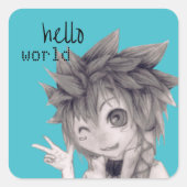 ウィンキングアニメガイオリジナルスケッチ スクエアシール (正面)