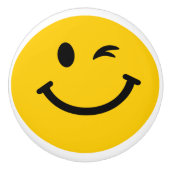 ウィンキングイエローハッピー顔 セラミックノブ (正面)