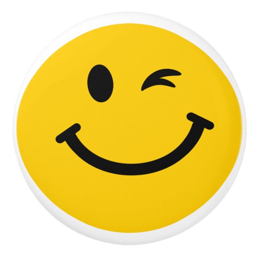 ウィンキングイエローハッピー顔 セラミックノブ (正面)