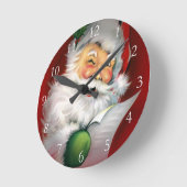 ウィンキングサンタクリスマスリスト ラウンド壁時計 (傾斜)