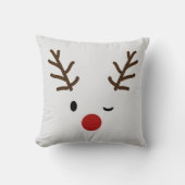 ウィンキングトナカイのプレイドクリスマス クッション (正面)