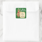 ウィンキングトナカイパーソナライズされたクリスマス スクエアシール (バッグ)