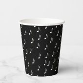 ウィンキングハッピーホワイトキャット歩くオンピアノノート 紙コップ (裏面)