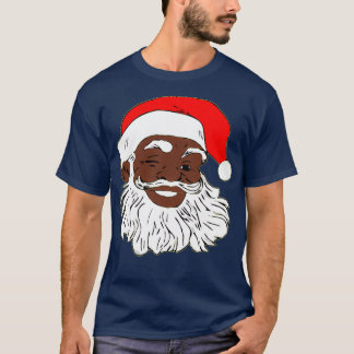 ウィンキングブラックサンタクロースクリスマスクリスマス Tシャツ
