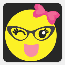 ウィンキング絵文字ガーリー スクエアシール