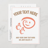 ウィンキング絵文字顔は2つの親指を上げる。Doodle.テンプレート ポストカード (正面/裏面)