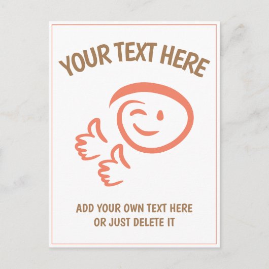 ウィンキング絵文字顔は2つの親指を上げる。Doodle.テンプレート ポストカード (正面)