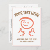 ウィンキング絵文字顔は2つの親指を上げる。Doodle.テンプレート ポストカード (正面/裏面)