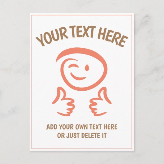 ウィンキング絵文字顔は2つの親指を上げる。Doodle.テンプレート ポストカード (正面)