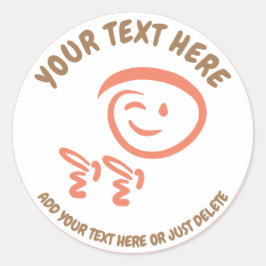 ウィンキング絵文字顔ウィングルガンズドードルテンプレート ラウンドシール